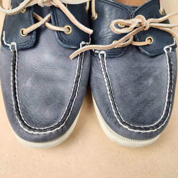 Timberland Boat Shoes 9M Navy Leather 6367A Anti-Fatigue Classic Preppy - Picture 2 of 9